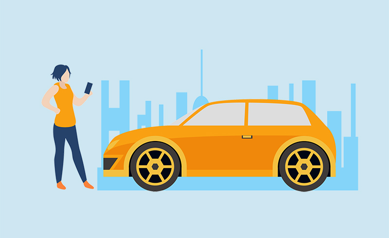 千庫(kù)網(wǎng)_手機(jī)打車(chē)黃色出租車(chē)女士_元素編號(hào)13030315.jpg